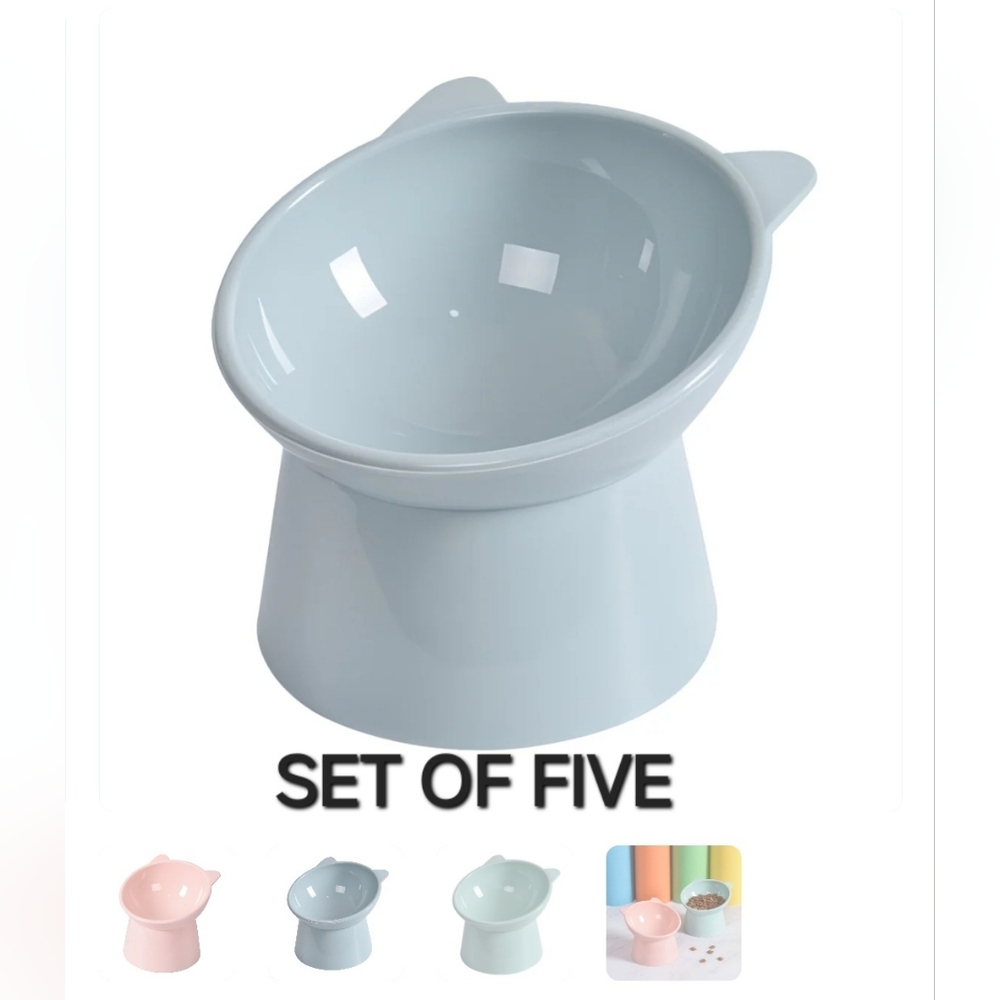 Set of 5 Raised Cat Bowls